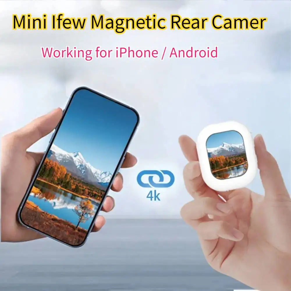 Wireless Magnetic Mini Selfie Monitor for Mobile Phones with Rear Camera and Bluetooth/WiFi Connectivity for Vlogging and Live Streaming