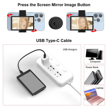 Phone Vlog Selfie Monitor – Rear Camera Preview Screen for TikTok, Vlogging & Live Streaming | Compatible with iPhone & Samsung
