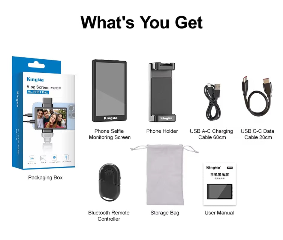 Phone Vlog Selfie Monitor – Rear Camera Preview Screen for TikTok, Vlogging & Live Streaming | Compatible with iPhone & Samsung