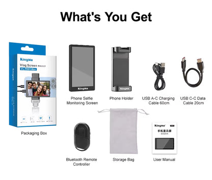Phone Vlog Selfie Monitor – Rear Camera Preview Screen for TikTok, Vlogging & Live Streaming | Compatible with iPhone & Samsung